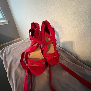 Torrid Vibrant‎ Red Strappy Heels NEW